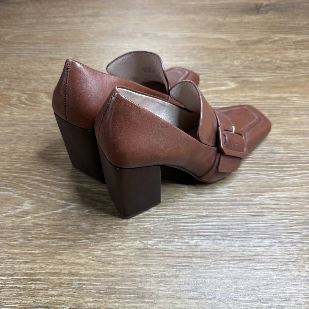 Louise et Cie Brown Leather Buckle Loafers ~ 4" Heel - Picture 5 of 8